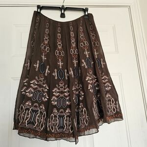Giani Bini Embroidered A-Line Skirt in Brown Size 8